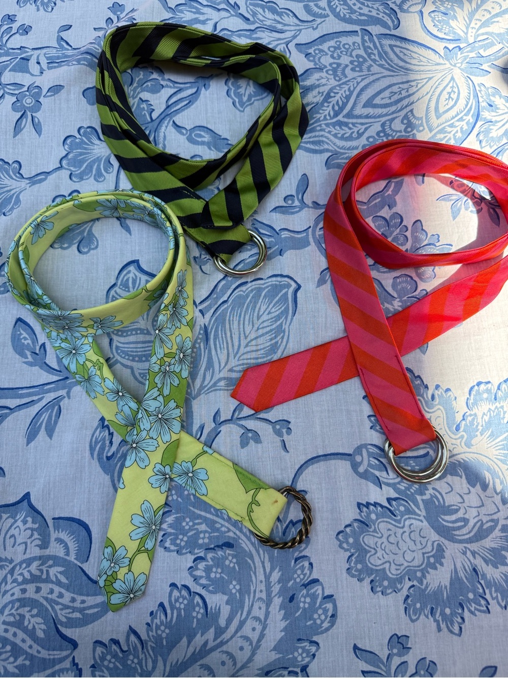 Lot Of 3 J Crew Cloth Printed Belts Womens M/L Colorful